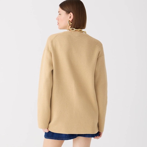 New JCREW Size XS Long V-neck Sweater Blazer in Light Khaki $198 BX466 - Picture 3 of 6